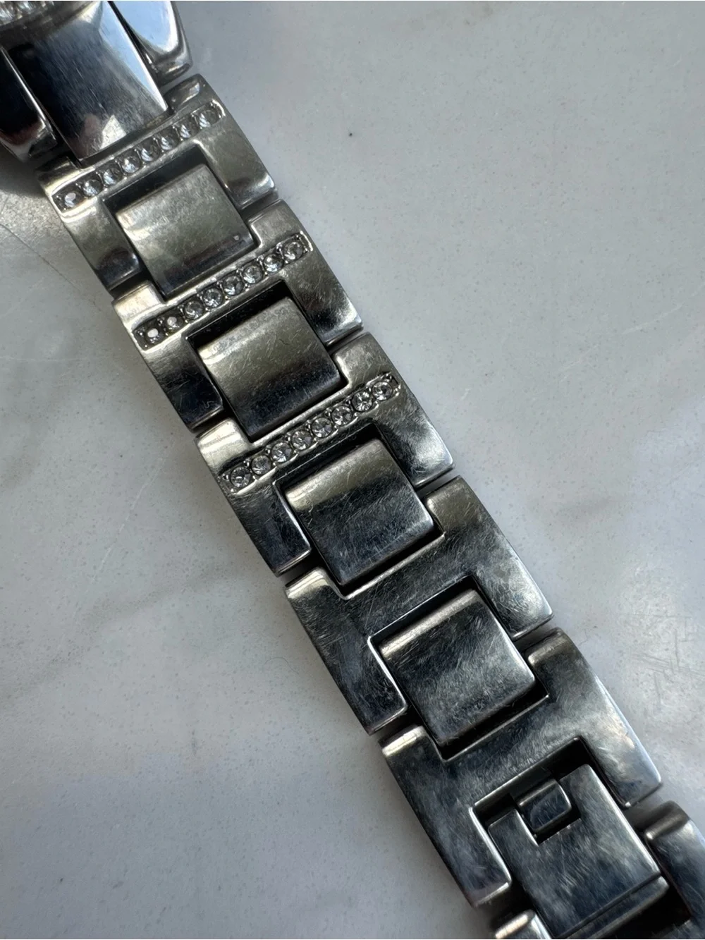 Fossil Virginia Stainless Steel 3 hand watch Pink Dial Crystals